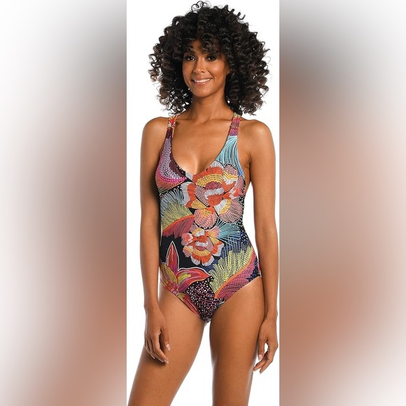 NWOT La Blanca Sunlit Soiree Over The Shoulder One Piece Size 6 - Picture 2 of 10